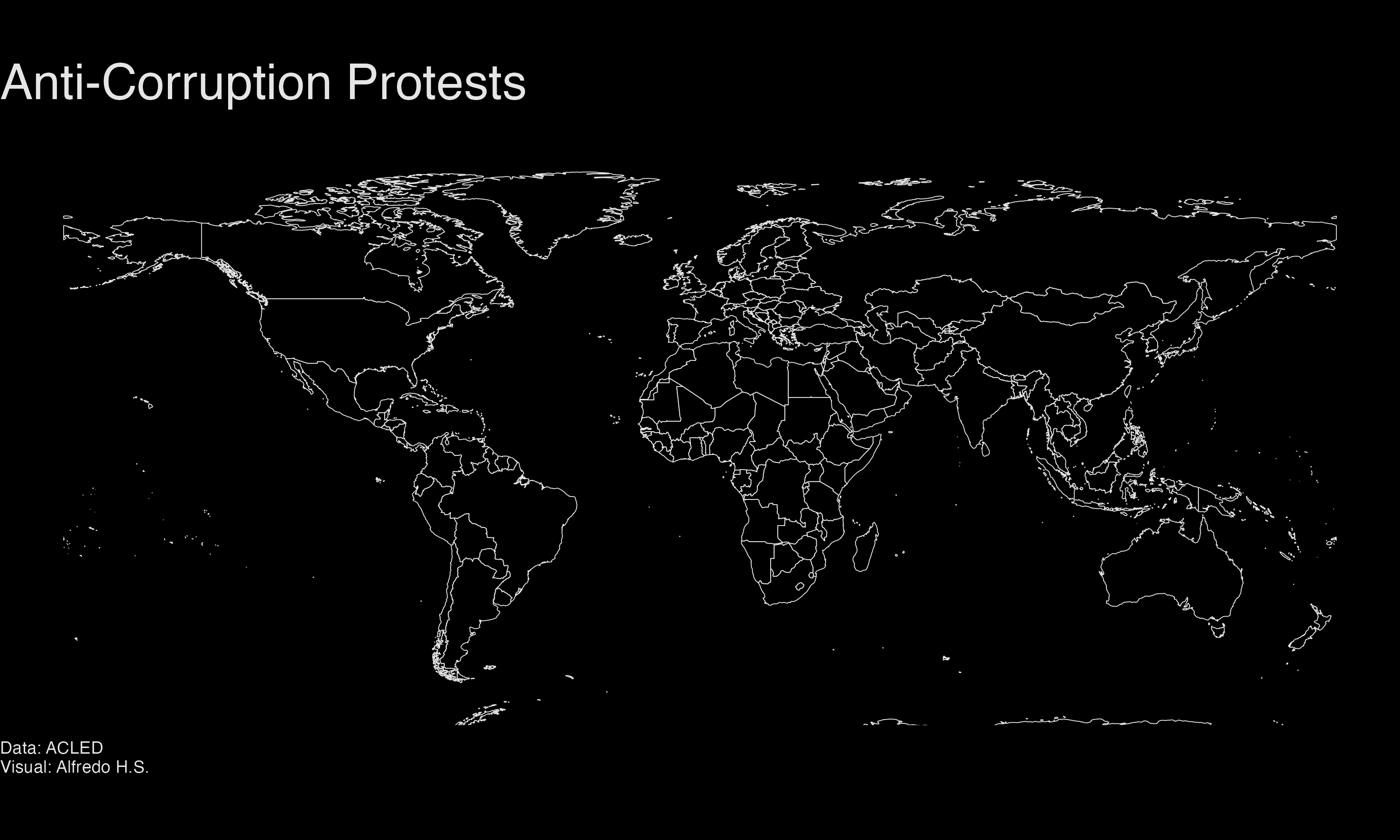 Animated world map of corruption-related protest events